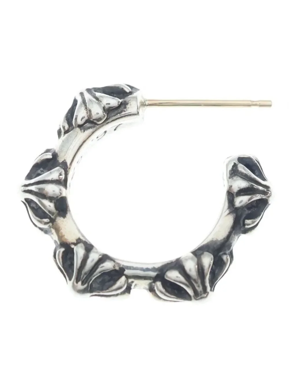 Chrome Hearts Hoop Cross Band Earrings Silver